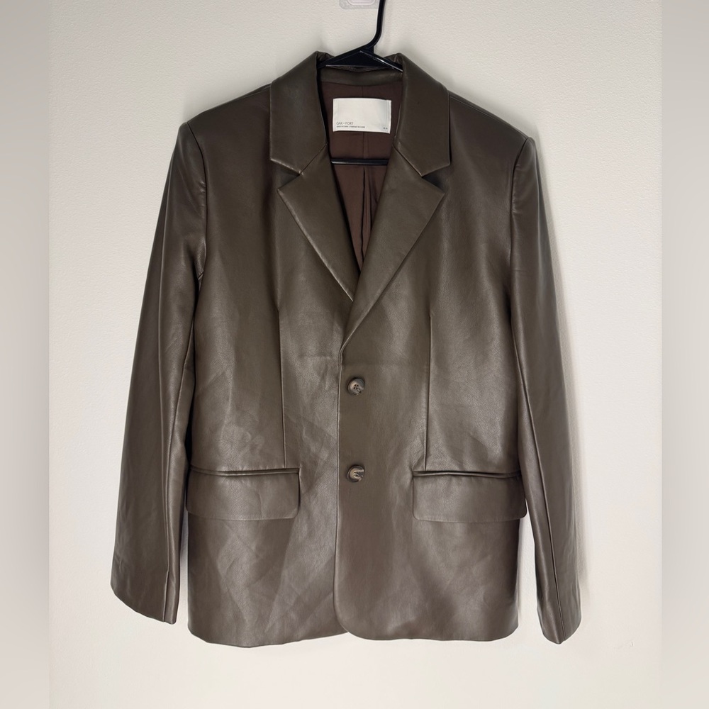 Oak and fort Brown/Espresso Faux Leather Jacket